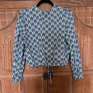 Zara Abby Blouse - cotton print tie crop top